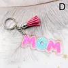 Llaveros con letras acrílicas para mamá, regalo para el Día de la madre familiar, llavero con borla brillante, colgante para bolso de coche, joyería para mujer