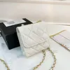 Designer Mini Chain Women's Single-Shoulder Bags Classic Solid Color Rhombus Lattice Messenger Bag Flip Envelope Bag Wallet Credit Card Packet Change Purse