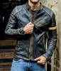 Men's Fur & Faux 2022 Spring Autumn Men PU Leather Jacket Casual Slim Distressed Vintage Man Motorcycle Outerwear Coat Windbreaker Camperas