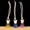 Colorful Car Air Freshener Hanging Glass Pendant Perfume Diffuser Bottle 6ml Rose Bottom Jar For Essential Oils Fragrance Ornament SN6438