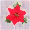 Dekorative Blumenkränze, festliches Partyzubehör, Hausgarten, 5 Stück, 15 x 15 cm, Weihnachtssimulation, rote Blumen, Kranz, Girlande, Dekoration, Requisiten