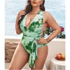 dames sexy mode badpak zwemmen badmode zwemmen strandkleding Siamese roze wit groen kleurendruk plus maat geen beha beugelondersteuning zomerzwempakken bikini's