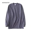 MOINWATER Thick Cotton Long Sleeve Tees Tops for Women Streetwear Female Autumn Spring Oversized T shirts Grey White MLT2109 220408