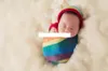 3色レインボーモヘアラップ新生児ストレッチスワッドリング写真小道具幼児ブランケットソフトフォト支柱毛布0~2M赤ちゃん