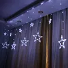 Strings Luces LED Decoracion Pentagram Curtain Light Fairy Wedding Aniversário