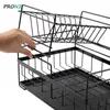 Keuken opslag Organisatie Schotel Droogrek met Drainboard Drainer Light Duty Countertop Utensil Organizer voor Home 2-Tier Zwart W