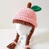 Baby Kids Knitted Wig Hat Handmade Toddler Children Apple Design Brades Woolen Kntting Caps Plaits Po Props Headwear 1-5 Yrs 220611