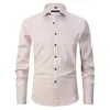 Men's Casual Shirts Men Clothing 2022 Men's Dress Slim Fit Solid Long Sleeve Causal Button Down Elastic Easy Care Formal ShirtMen's