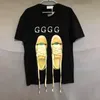 Camiseta de grife feminino roupas femininas branco preto gola redonda manga curta sinal duplo G letra impressão 3D Tees para homens e mulheres