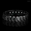 12mm Larghezza Mens Gioielli Tungsteno Link Bracciali Per Uomo Intarsio Lucido Pietre Magnetiche Colori Argento/Nero Lunghezza 20.5/22 Catena a maglie