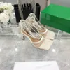 2023 Femmes High Talon Sparkle Stretch Sandales Pantoufles Mode Cuir Strass Mesh Sandal Diapositives Top Designer Dames Bureau Fête Mariage