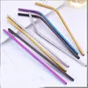 10.5''/265MM Length 6MM Wide Stainless Steel Smoothie Straws Reusable Metal Drinking Straws for Milkshake Smoothie Beverage Ordinary Polishi