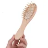 Spazzola per capelli districante in legno con setole di bambù Spazzola per capelli ovale bagnata o asciutta 16*4.5*3 cm per donna uomo AA