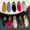 Modeklede schoenen Classic Casual Flat Heel Quality Fuchsia Cashmere lederen loafers zachte zool hoge elastische pees bodem damesschoen