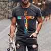 T-shirt surdimensionné hommes été décontracté à manches courtes t-shirt vêtements croix impression graphique t-shirts t-shirts hauts 5XL hommes t-shirts