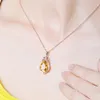 Citrine Pendant Drop Shape 18k Rose Gold Plated Yellow Diamond Pendant Colorful Jewelry Necklace4908062