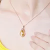 Citrine Pendant Drop Shape 18k Rose Gold Plated Yellow Diamond Pendant Colorful Jewelry Necklace9838636