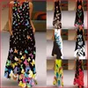 Women Fashion Summer Maxi Dresses Elegant Printed Beach Disualess Ulcaless Long Dress بالإضافة إلى حجم Sundress Vestidos de Fiesta 210623