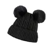 Cokk Nuovo cappello invernale da donna Carino due pompon di pelliccia Beanie cofano con velluto spesso caldo cappello da sci da neve berretto lavorato a maglia femminile moda J220722