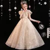 女の子のドレスsuqin tulle dress for wedding party party formall ball gown kids golden lace long invening flower prom dressgirl's