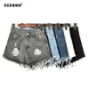 Needbo Hot Shinds 청바지 여름 푸시 푸쉬 up up up skinny short for women denim 반바지 하이 허리 캐주얼 짧은 Femme 홀 레이디스 반바지 210306