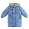 2021 Autumn Winter Children garoto Jaqueta longa encapuzada algodão-algodão quente Parka de 3 a 10 anos de bebês jaquetas de roupas de bebê J220718