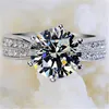Anillos de plata de ley 925 para mujer, compromiso Original, boda, oro rosa, anillo de cristal, joyería de lujo