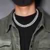 Pełny diament kubański Link Chain mężczyzna złoty Iced Out naszyjnik łańcuszkowy Hip Hop biżuteria 14mm 3D moda gruby ciężki naszyjnik bransoletka