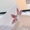 Dangle lustre luxe cristal rose papillon boucles d'oreilles pour femmes dame 2020 nouveau délicat mariage fête bijoux boucles d'oreilles cadeaux d'anniversaire