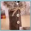 Party Favor Event Supplies Festive Home Garden New Wine ER med Bow Plaid Linen Bottle Cloth DHFOC