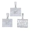 Hip Hop Cz pendentif en forme de carré lettre gravée MES colliers pour hommes Iced Out Bling Cubic Zirconia Full Paved Rock Jewelry