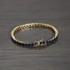 Lien Chaîne Bleu Tennis Bracelet 4mm 1 Rangée CZ Cubic Zirconia Or Argent Couleur Cadeau Pour Hommes Femmes Iced Out Hip Hop JewelryLink LinkLink