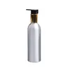 Bottiglia per lozione in alluminio rotonda vuota Pompa per pressa in argento dorato Pompa per doccia con emulsione cosmetica portatile Contenitore per imballaggio ricaricabile 150 ml 200 ml 250 ml