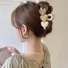 New Korea Heart Shape Acrylic Hair Claws Crab Pearl Claw Clips For Woman Girls Bath Barrette Hairpins Fashion Hair Accessories