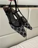 2022 LUXURY Women's G slingback Sandals يتم تقديم أحذية Aria slingback من شبكة سوداء مع كريستالات متلألئة بإبزيم خلفي للإغلاق مقاس eur35-41