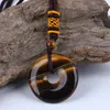 Подвесные ожерелья MeetVii Винтаж Обсидианский тигровый камень для женщин Мужчины естественный плетение веревочных ювелирных изделий