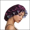 ビーニー/スキルキャップハット帽子スカーフグローブファッションアクセサリー女性女の子ダブルレイヤーサテンナイトボンネットシャワーレディF dhgfy