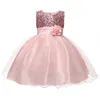 Vestidos de menina verão lantejoulas vestido de menina 2022 impressão branca meninas adolescente princesa bonito doce cor tutu 3-10 anos rosa crianças