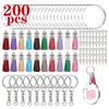 Keychains Lanyards 200 st akryl Keychain -ämnen med nyckelringar Hoppringar runt Clear Discs Circles Colorful Tassel Pendants For DIY 230206