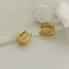 Hoop & Huggie Peri'sBox Small Geometric U Earrings Gold/Silver Color Glossy Copper Huggies For Women Minimalist JewelryHoop