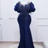 2022 Plus Size Arabo Aso Ebi Royal Blue Mermaid Prom Dresses Pizzo Perline Cristalli Sera Festa formale Secondo ricevimento Compleanno Abiti di fidanzamento Abito PRO232