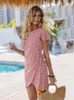 Vestidos para mujer Mini vestido floral de verano Boho Beach Ruffles Falda de manga corta Vestido de mujer Vendaje Ropa femenina 220516