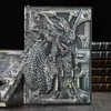 Notos de notas 3d dragão tridimensional A5 Notebook Europeu Retro espessado PU em relevo no bloco de notas