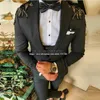 Men's Suits & Blazers Black Wedding Tuxedos With Appliques Gold Beads Men Tenue De Luxe Homme 3 Pieces Blazer Vest Pants Slim Fit Party Dres
