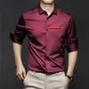 Men's Dress Shirts popularCasual Mens Designer Polos Long Sleeve Autumn Spring Man Shirt Tops Breathable Ice Silk 9JOF