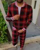 Conjunto de chándal para hombre Street Men '3D Plaid Sports Gentlemen Sets Jacket Fashi Trend Fashion Stand-up Collar Zipper Sportswear Suit Y220420
