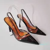 Sandals Women Shoes Orange Casual Heels Transparent Stiletto Pointed Pumps Ladies White Comfortable Black Fine Summe