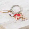 ECG Medical Tool Keychain Charms Sito Estetoscópio Key Ring Ring Day Day Gift Sovevenir DIY Acessórios