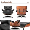 Bolsas de almacenamiento Furgle Classic Lounge Chair con otomana Chaise Furniture Top Grain Leather Swivel Leisure para sala de estar ElStorage 211M