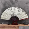 Andra heminredning Garden Mens Hollow Carved Fan Bone Silk Folding Imitation Redwood Ebony Daily Decorative Hand Hushållsdekoration 12.96